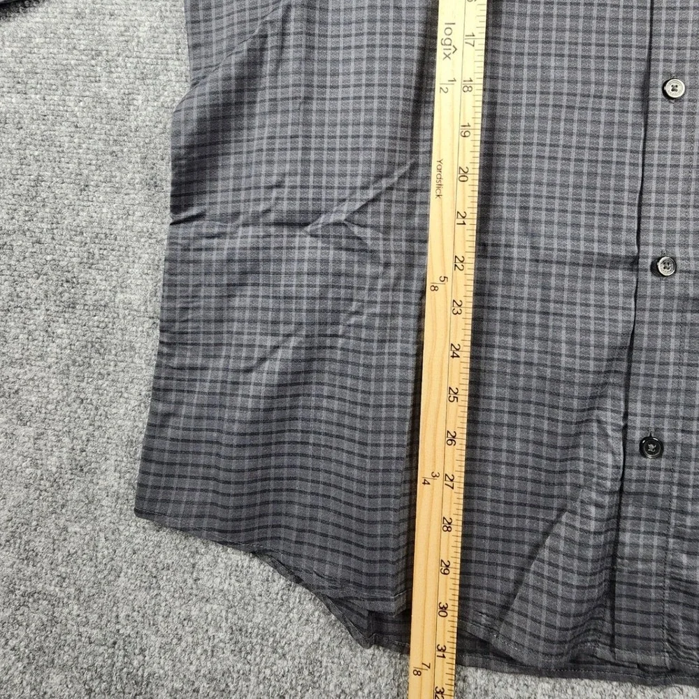 Calvin Klein Mens XL Grey Black Check Cotton Long Sleeve Button Down Shirt - Picture 3 of 7